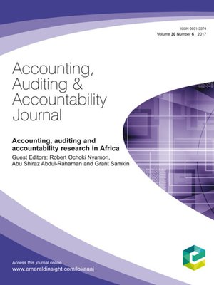 cover image of Accounting, Auditing & Accountability Journal, Volume 30, Number 6